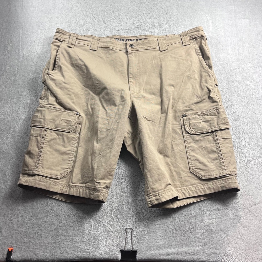 Duluth Trading Co Flex Fire Hose Cargo Shorts Mens 46 Relaxed Fit Khaki Tan